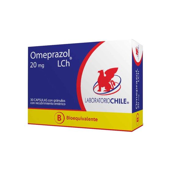 Envase de Omeprazol, 20 mg · 30 cápsulas
