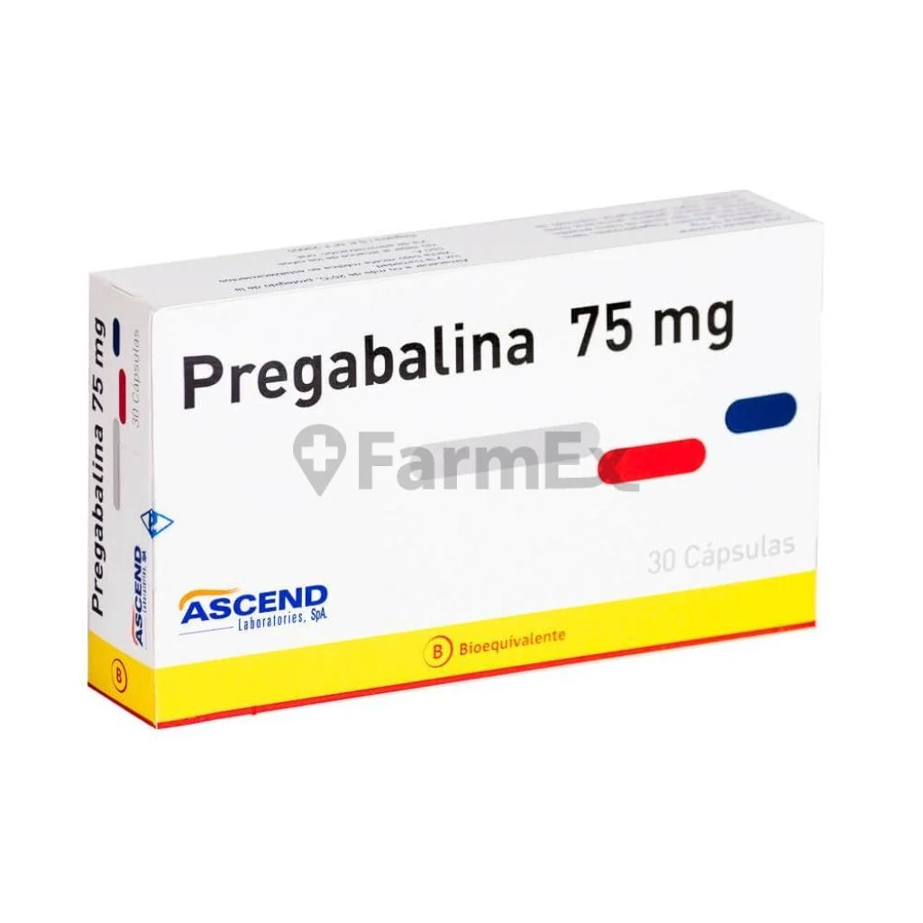 Envase de Pregabalina, 75 mg · 30 cápsulas